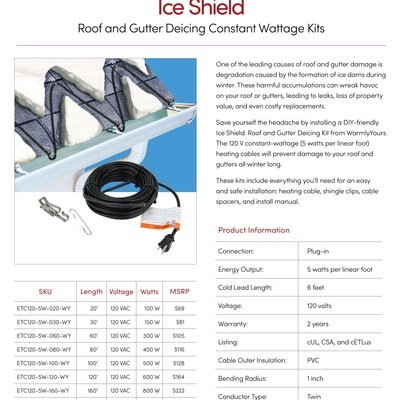 Ice Shield Roof And Gutter Deicing Constant Wattage Kits CANADA (English)