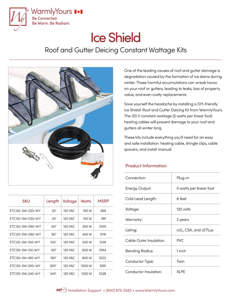Ice Shield Roof And Gutter Deicing Constant Wattage Kits CANADA (English)