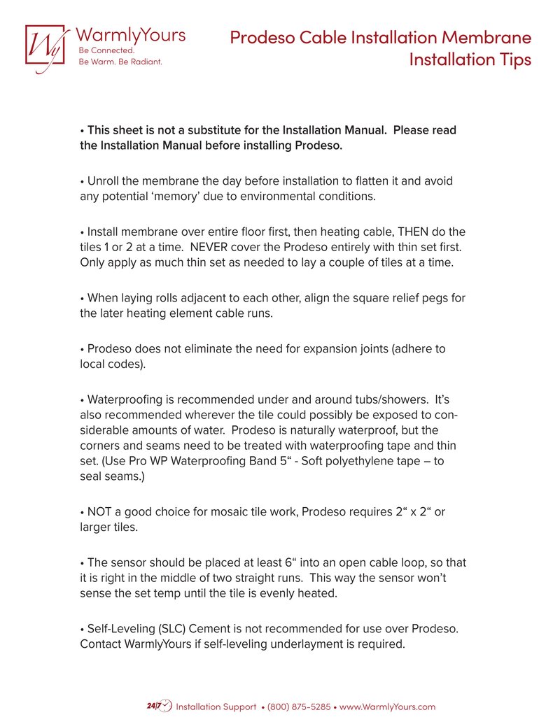 Installation Tips - Prodeso Cable Installation Membrane (English)