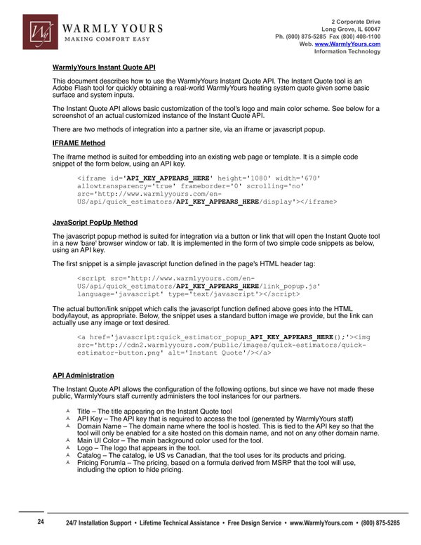 Cover for Instant Quote Installation Instructions (English)