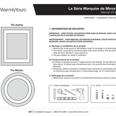 Led Mirror Marquee Series Install Manual Costco (French)