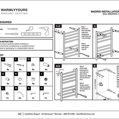 Madrid Towel Warmer Installation Instructions (English)