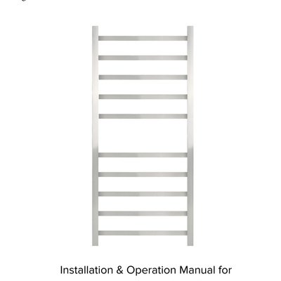 Metropolitan Dual Connection Towel Warmer Installation And Operation Manual (English)