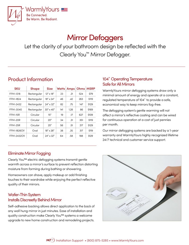Mirror Defoggers Sell Sheet USA (English)