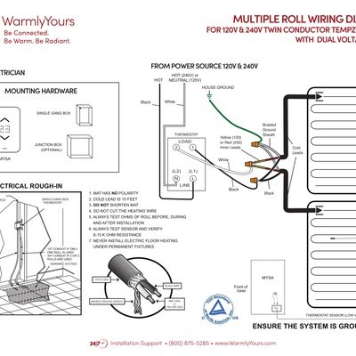 Mysa WiFi Thermostat TempZone Flex Multi Mat Wiring Diagram (Legacy) (English)