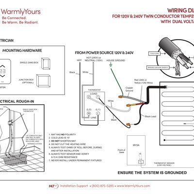 Mysa WiFi Thermostat TempZone Flex Roll Wiring Diagram (Legacy) (English)