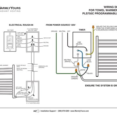 PLS750C Programmable Timer Towel Warmer Wiring Diagram (English)