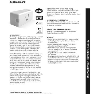 Plug-in WiFi Switch Product Spec Sheet (Gen 2 DW15P) (English)