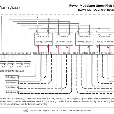 Power Modulator Snow Melt Control Wiring Diagram w/ Relay Panels (English)
