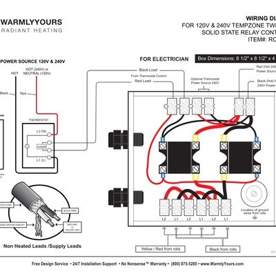 RC-40AMP Relay Wiring Diagram with TempZone™ (Twin) (English)