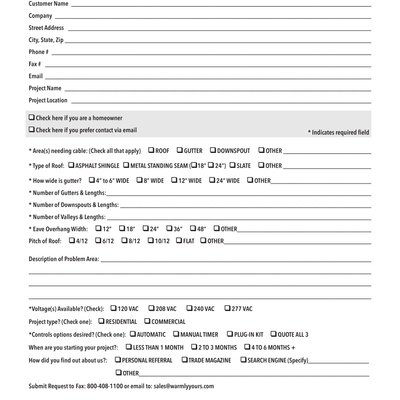 Roof / Gutter Deicing Quotation Form (English)