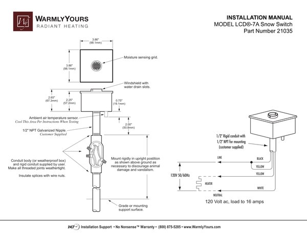 Cover for SCV-120 Value Snow Melt Switch/Sensor (English)