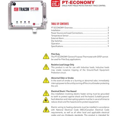 Self-Regulating Pipe Freeze Protection PT-ECONOMY Manual (English)