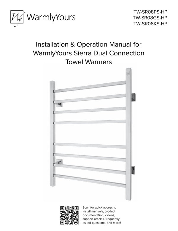 Cover for Sierra Dual Connection Towel Warmer Installation And Operation Manual (English)