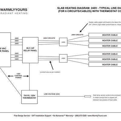 Slab Heat Wiring Diagram for TH115, TH114 and a Relay (English)