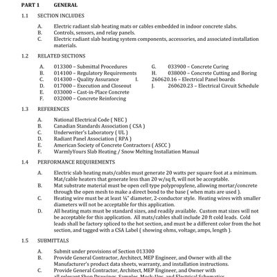 Slab Heating Master Specifications