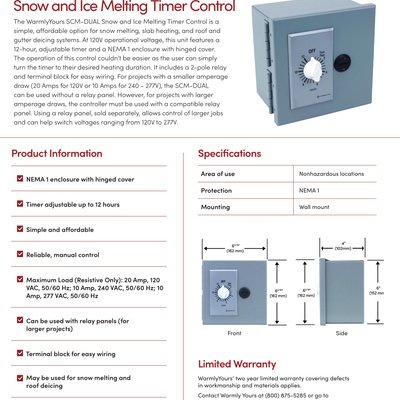 Snow and Ice Melting Timer Control Sell Sheet (English)