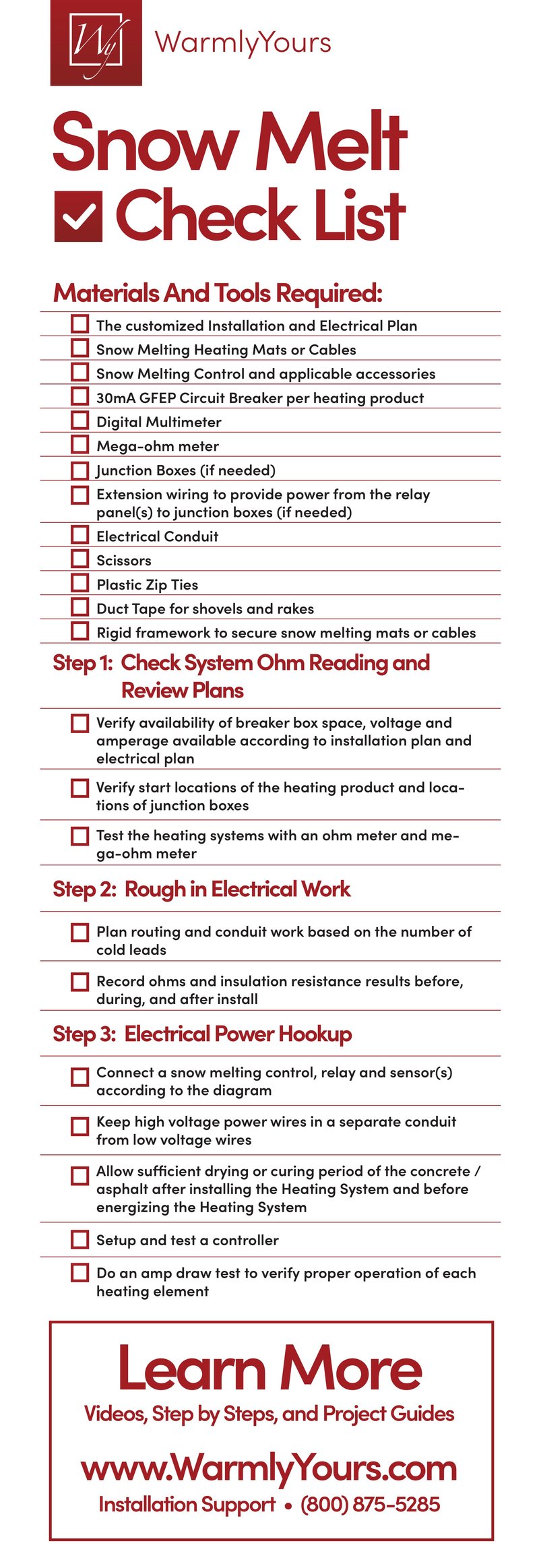 Snow Melt Checklist Materials And Tools Checklist (English)