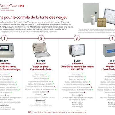 Snow Melt Controller Comparison Sheet (French)