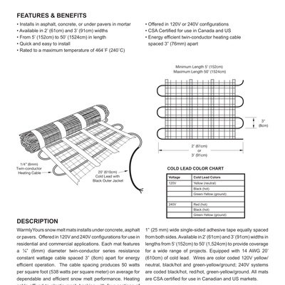 Snow Melting Mat Specifications (English)