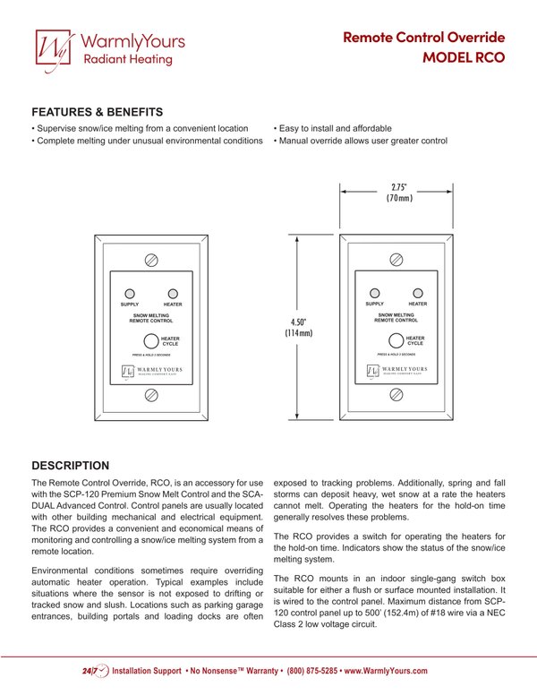 Cover for Snow Melting RCO Specifications (English)
