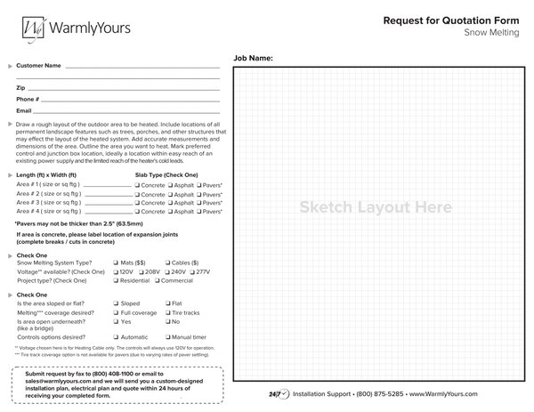 Cover for Snow Melting Request Quotation Form (English)