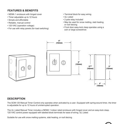 Snow Melting SCM-120 Timer Control Wiring Diagram (English)