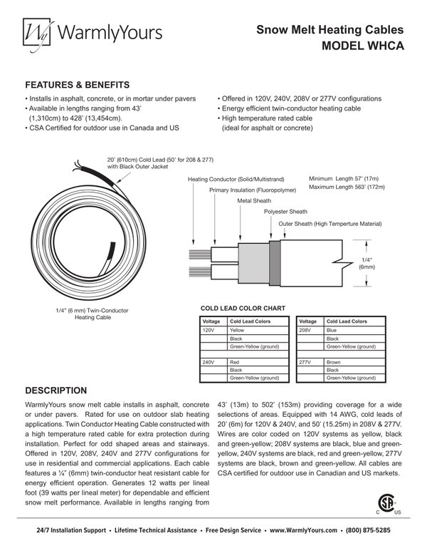 Cover for Snow Melting / Slab Heating Cable Specifications (English)