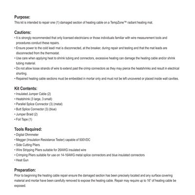 TempZone™ Custom Wire Repair Instructions (English)