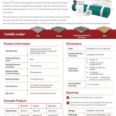 TempZone Flex Roll Sell Sheet (English)