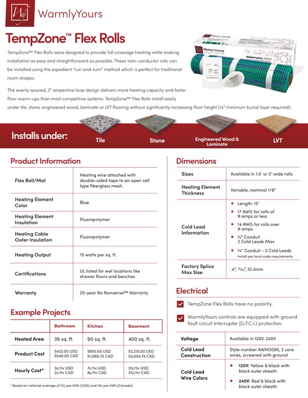 Cover for TempZone Flex Roll Sell Sheet (English)