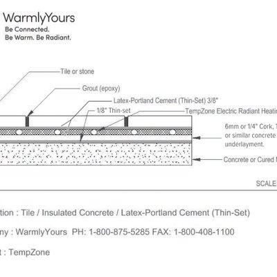 TempZone™ Floor Cross Section using Tile and Thinset over Insulated Concrete (English)