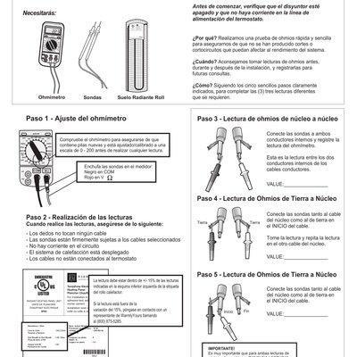 TempZone™ Single Conductor Ohm Reading Guide (Spanish)