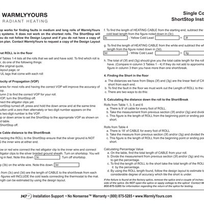 TempZone™ Single Shortstop Operation Manual (English)