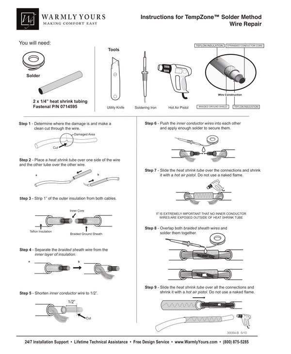 Cover for TempZone™ Solder Method Repair Instructions (Single) (English)