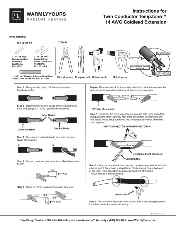 Cover for TempZone™ Twin Conductor 14AWG Extension Instructions (English)
