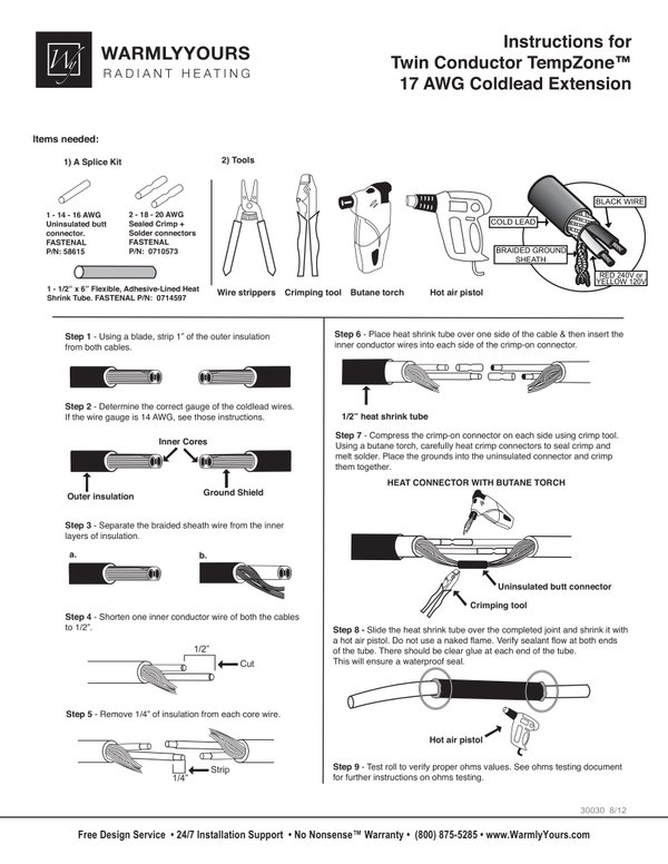 Cover for TempZone™ Twin Conductor 17AWG Extension Instructions (English)