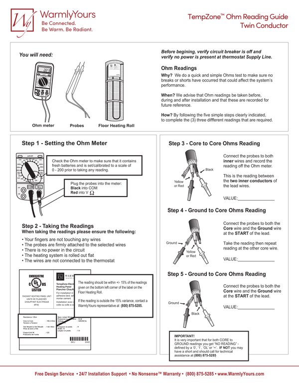 Cover for TempZone™ Twin Conductor Ohm Reading Guide (English)