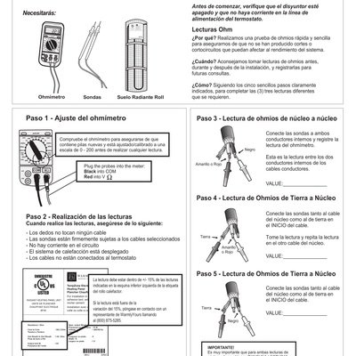 TempZone™ Twin Conductor Ohm Reading Guide (Spanish)