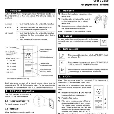 TH114 A/F/AF Thermostat Installation Manual (English)