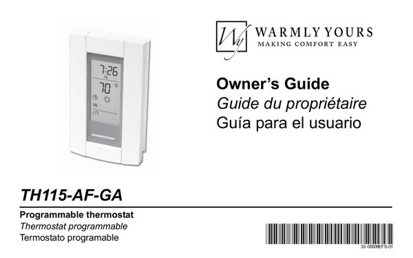 Cover for TH115-AF-GA-08 SmartStat Installation Manual (English)