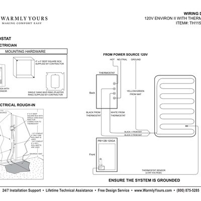 TH115-B-120GA SmartStat™ Wiring Diagram with Environ™ 120V (Legacy) (English)