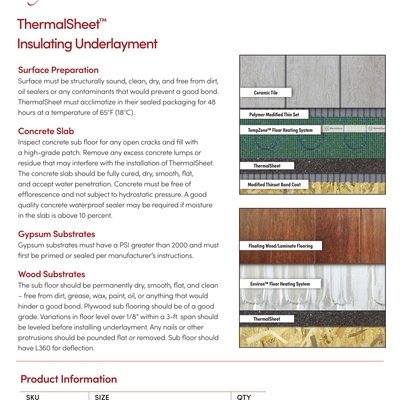 ThermalSheet Insulating Underlayment Installation Instructions (English)