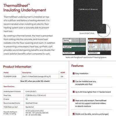 ThermalSheet Insulating Underlayment Sell Sheet USA (English)