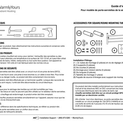 Towel Warmer Hardwired Series Tws1 Huron Installation Manual  (French)