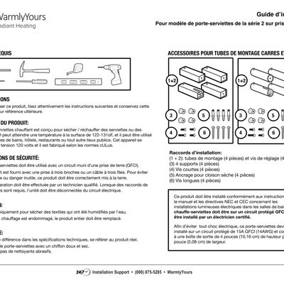 Towel Warmer Plug-In Series TWS2 Palma Installation Manual (French)