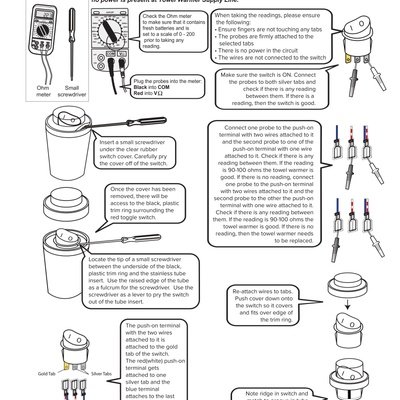 TOWEL WARMER SWITCH REPLACEMENT TROUBLESHOOTING (English)