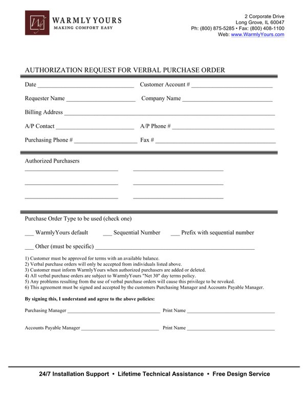 Cover for Verbal Purchase Order 1 (English)