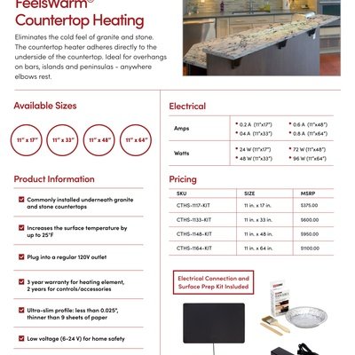 WarmlyYours FeelsWarm Countertop Heating Sell Sheet USA (English)