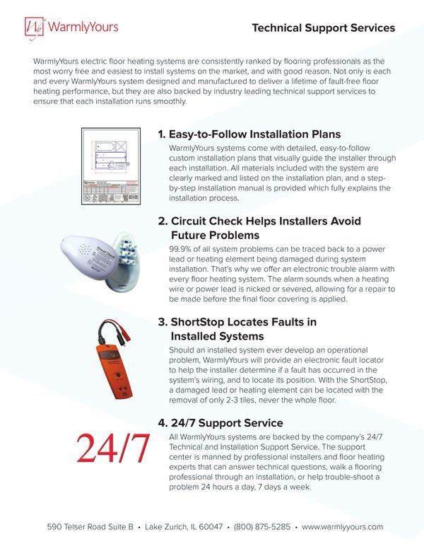 Cover for WarmlyYours Tech Support Services Sell Sheet (English)